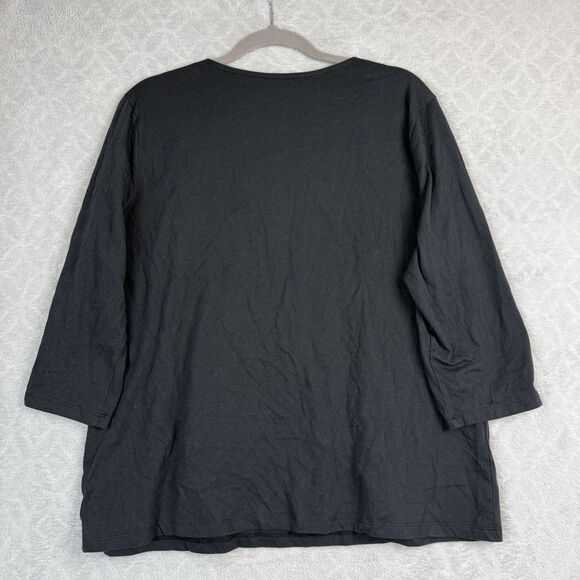 Coral Bay Christmas Shirt Womens XL Black Embroidered 3/4 Sleeve Holiday Casual - Picture 4 of 10